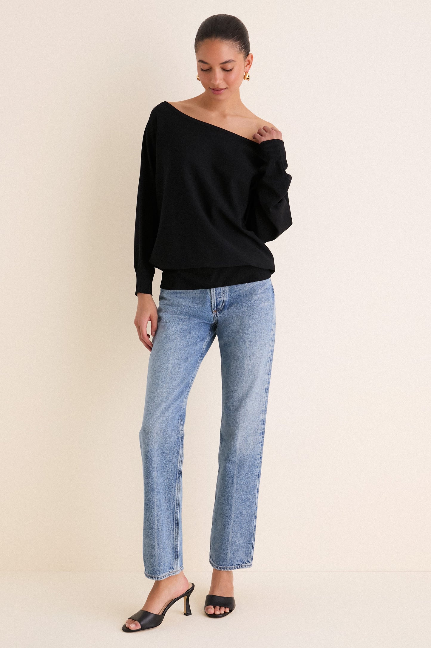 Black Wide Neck Valencia Sweater