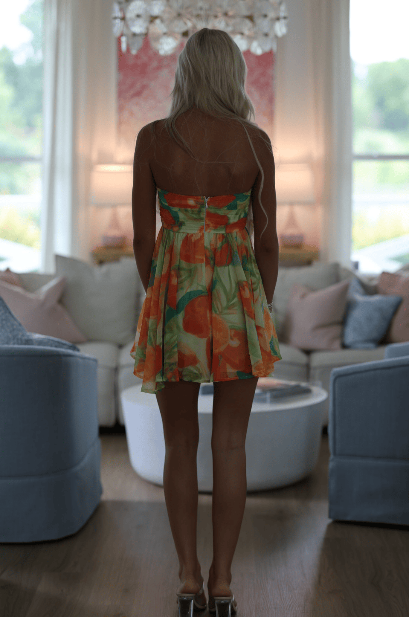 Cabana Days Mini Dress - Orange and Green