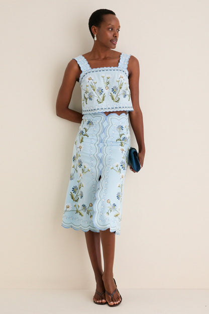 Blue Audra Embroidery Tank Top