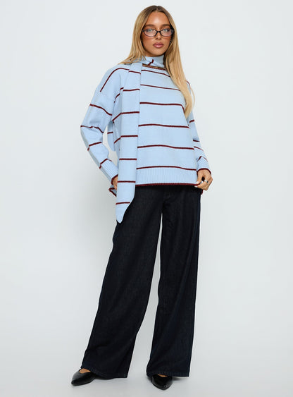 Beanie Oversized Jumper Blue Stripe