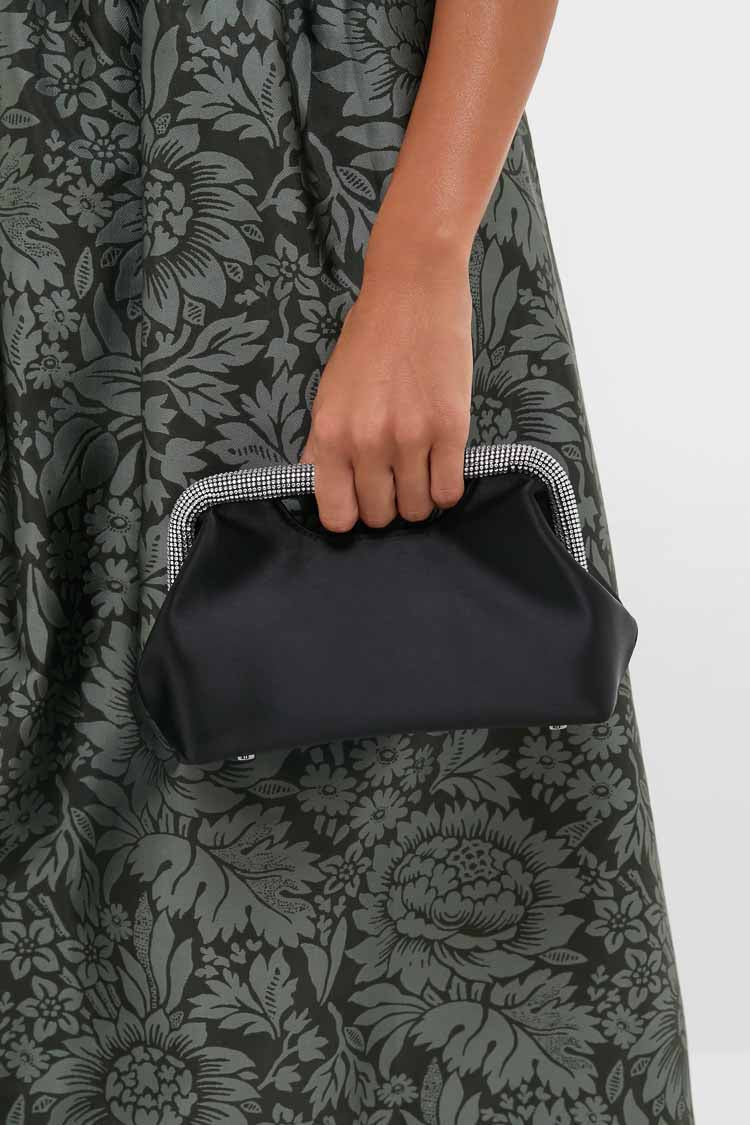 Black Eleanor Crystal Handle Bag