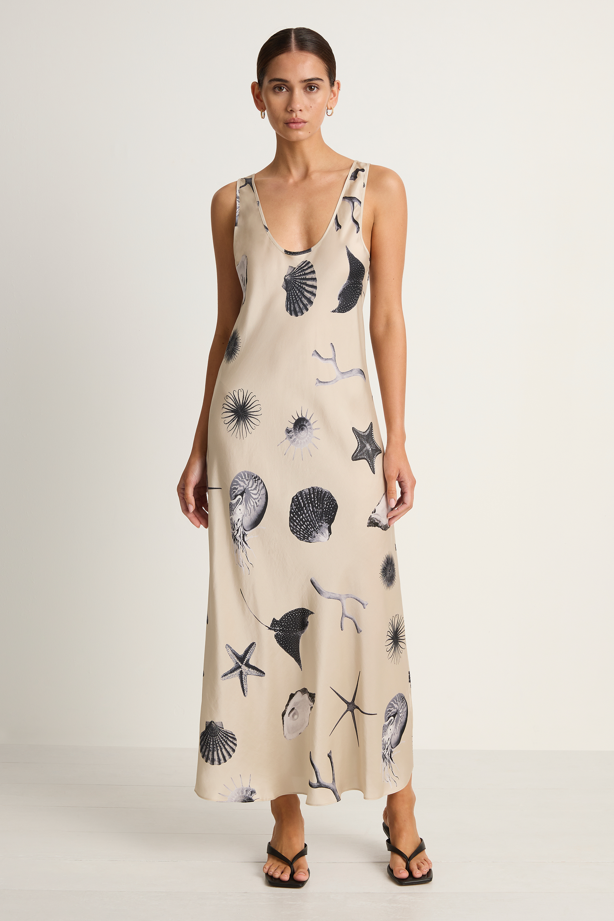 Silk Laundry Scoop Neck Dress - Seashells