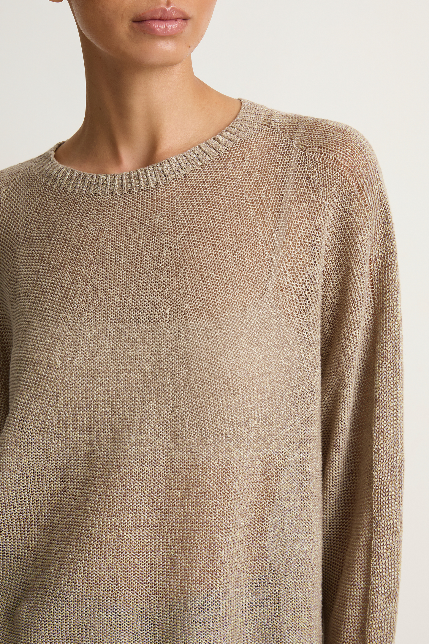 Pas De Calais Normandy Linen Crew Neck Pullover - Natural