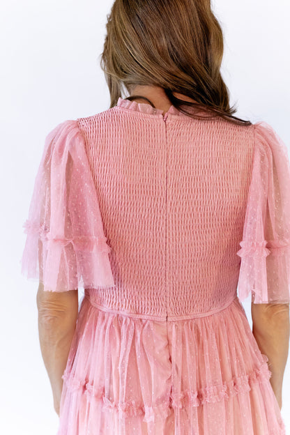 Georgina Mesh Dress · Blush