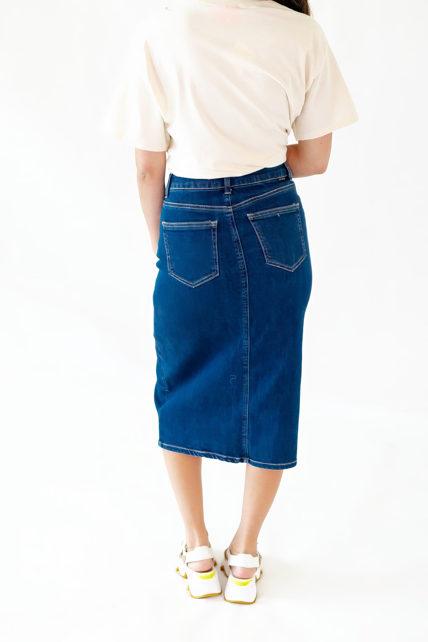 Ty Front Slit Denim Skirt