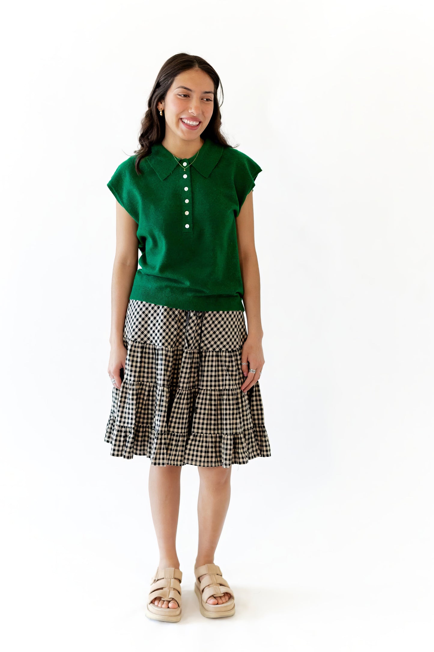 Finn Gingham Knee Length Skirt