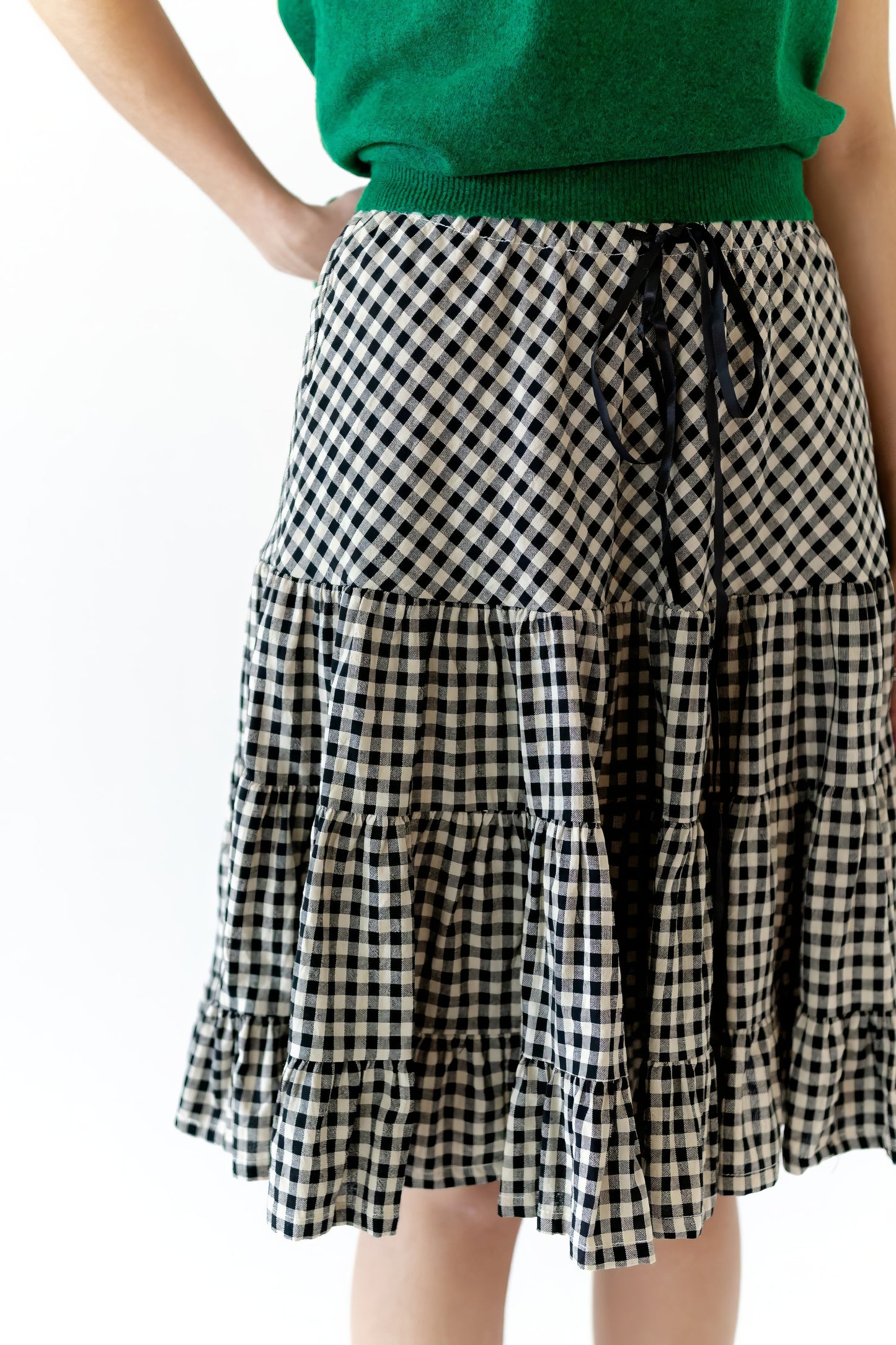 Finn Gingham Knee Length Skirt