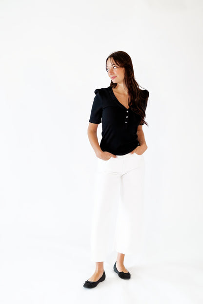 Sloane Ribbed Button Detail Up