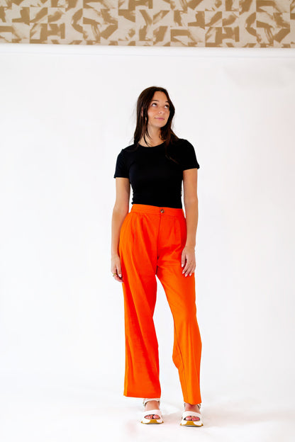 Faye Linen Pleated Pants