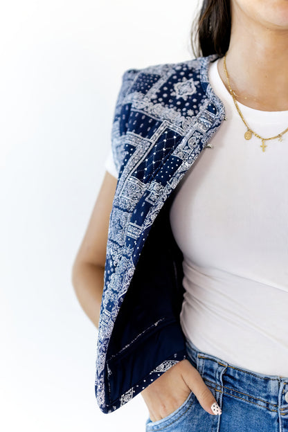 Alma Bandana Print Quilted Vest