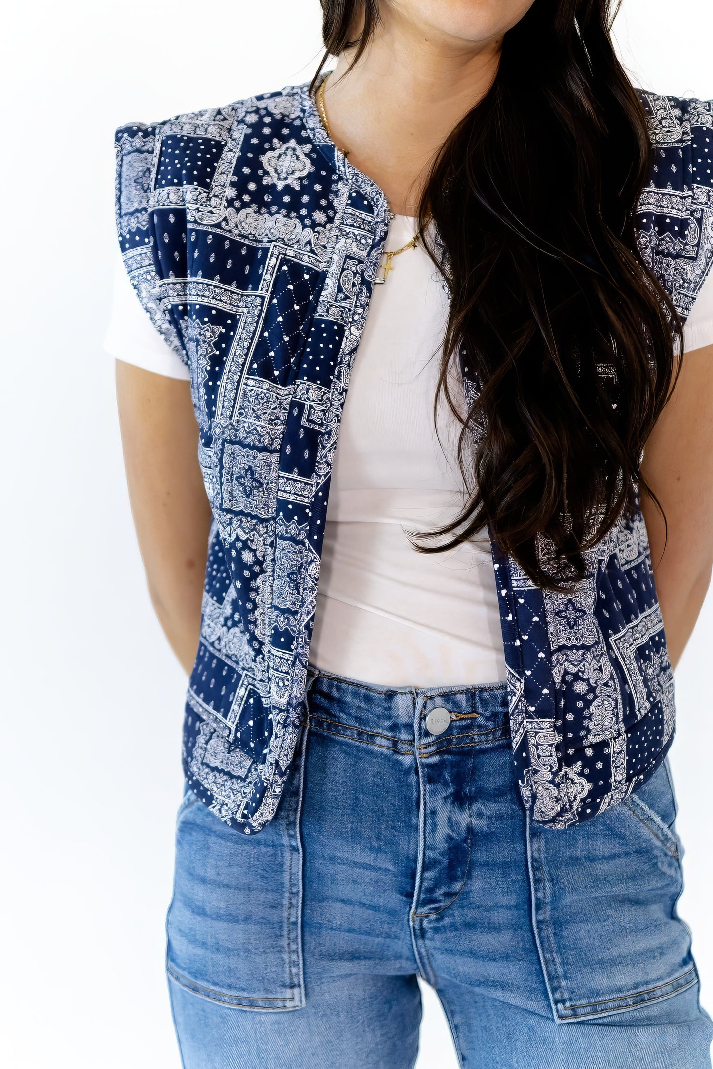 Alma Bandana Print Quilted Vest