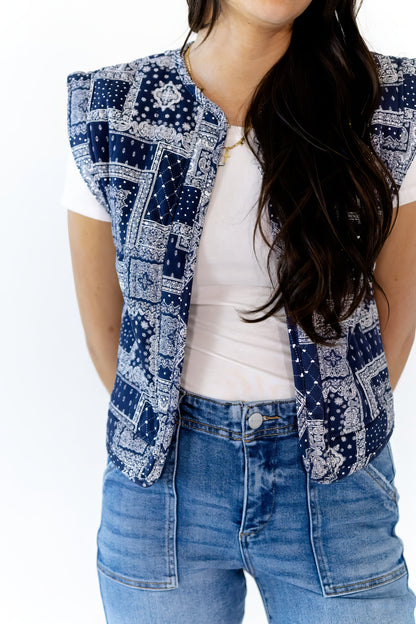 Alma Bandana Print Quilted Vest