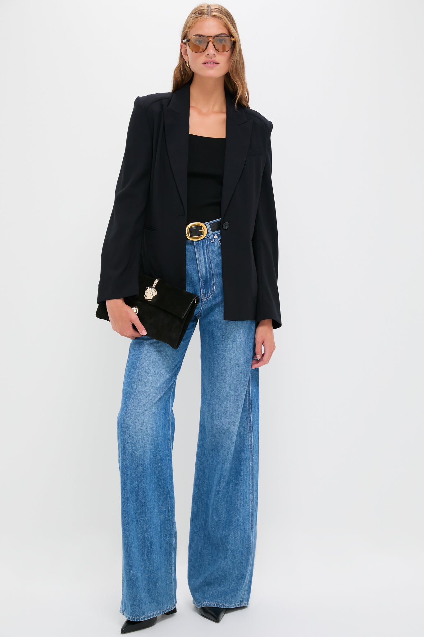 Black Amaya Suede Clutch