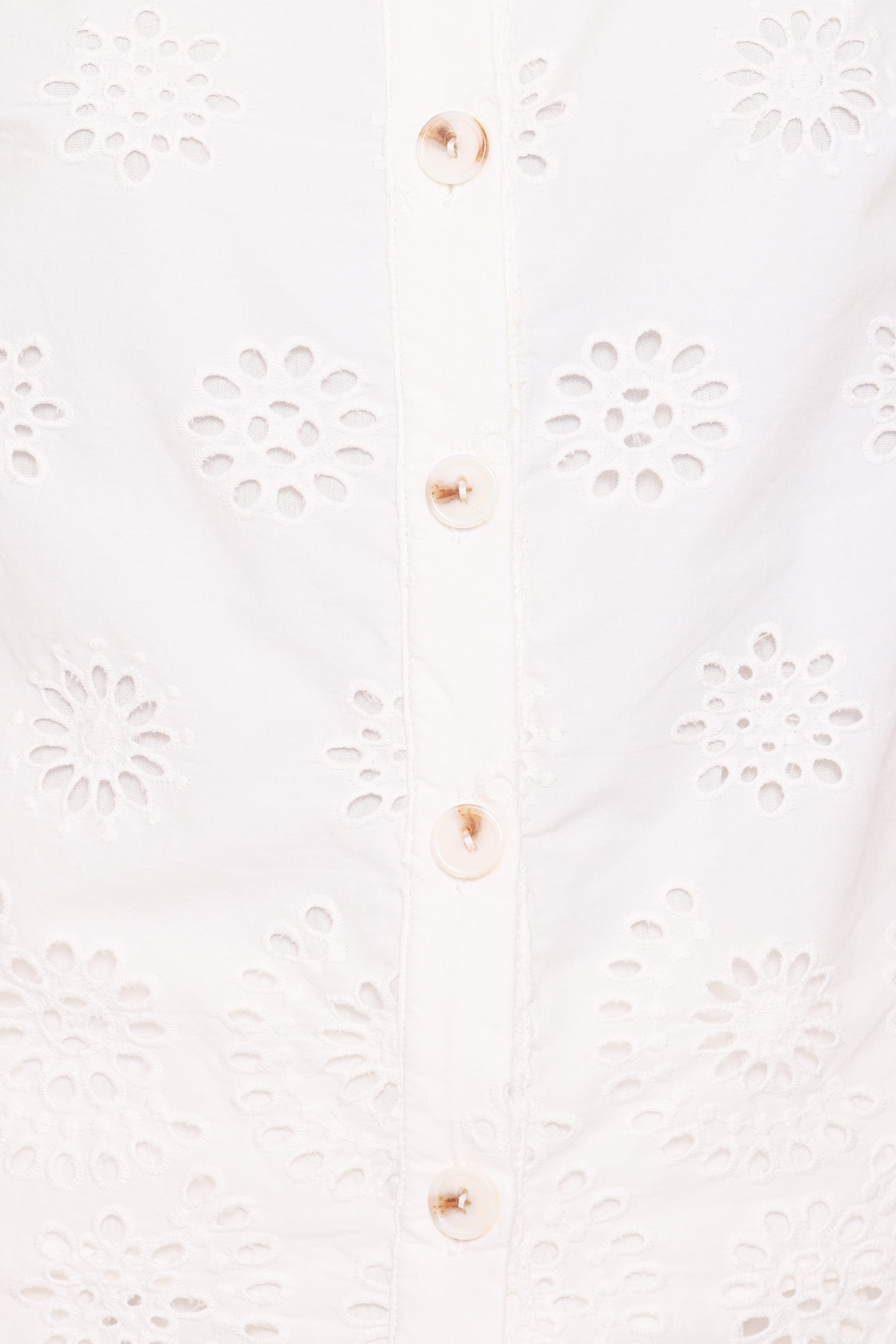 Winny Button Front Top - White Broderie
