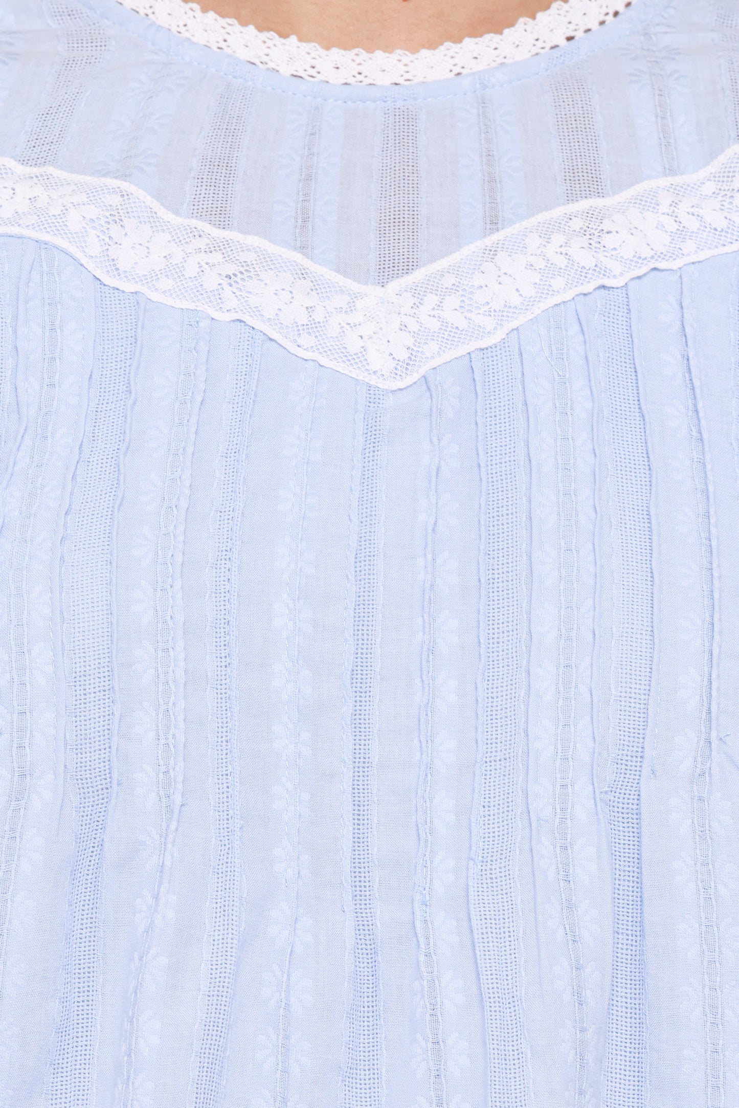 Laoise Lace Inset Ruffle Top - Light Blue