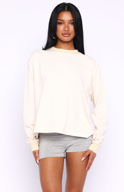 Touchdown Long Sleeve Tee Lemon Stripe